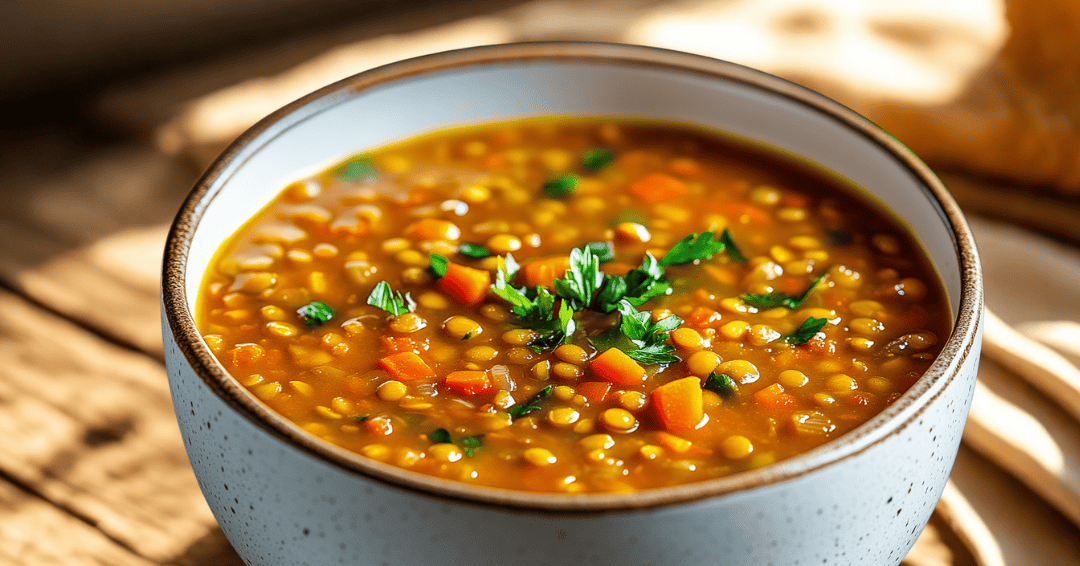 Prato finalizado de Sopa Low Carb da Horta, colorida e vibrante.